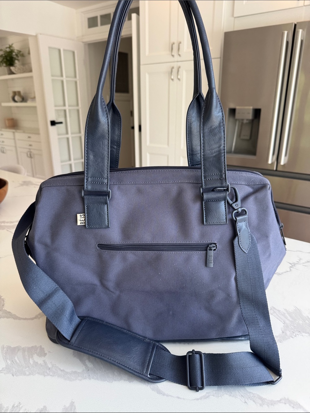 BÉIS The Mini Weekender Navy blue tote travel bag